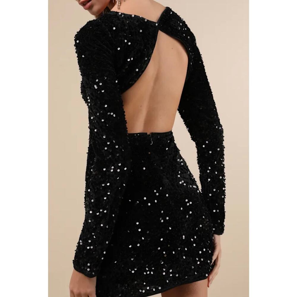 Lulus Women’s Sequin and Velvet Open Back Minidress NWT Sz L Prom Formal - Picture 4 of 8